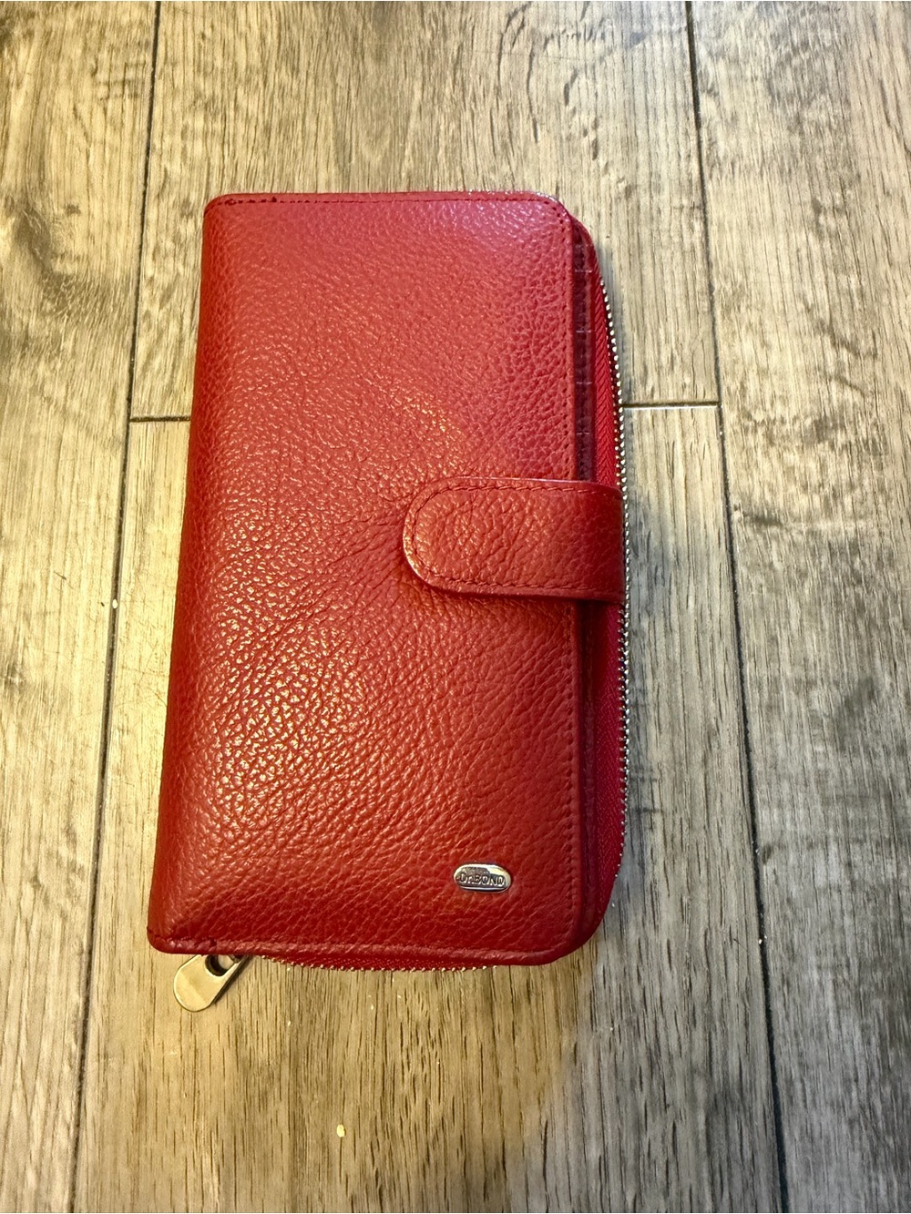 Red Leather Zip Wallet